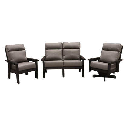 CR Plastics Charleston Loveseat with Chair and Swivel Chair Set