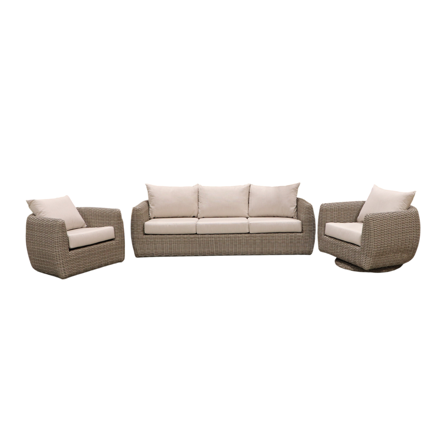 Cabana Coast Etta Sofa with Chair and Swivel Set