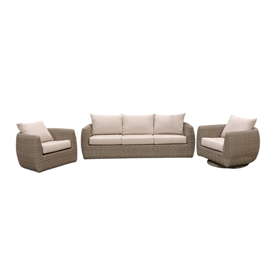Cabana Coast Etta Sofa with Chair and Swivel Set