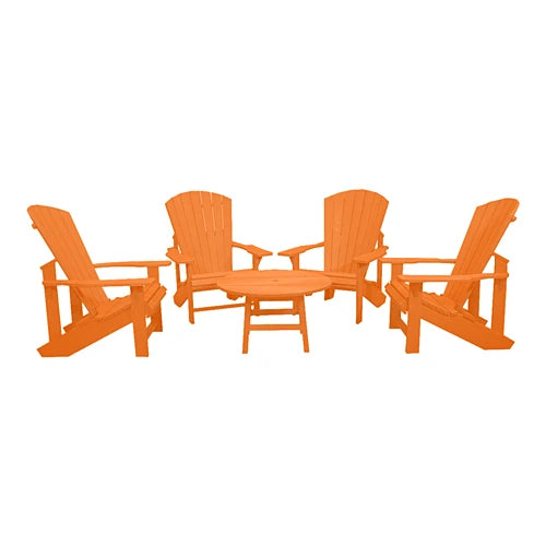 CRPlastics C03 Upright Adirondack Chairs with Cocktail Table