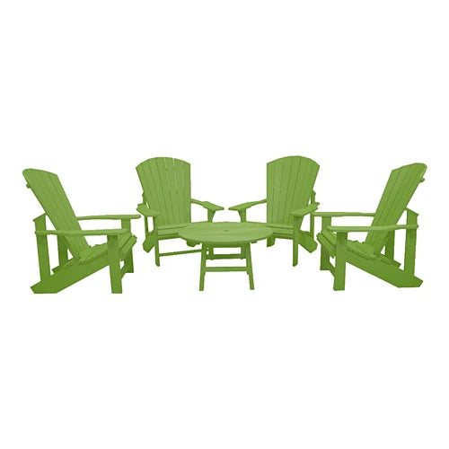 CRPlastics C03 Upright Adirondack Chairs with Cocktail Table