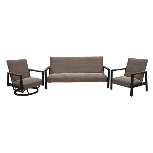 Cabana Coast Kaya Sofa with Chair and Swivel Glider Set