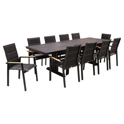 Exterior Elements IIILeg Expandable Sinter Stone Table with Kingston Chair Dining Set