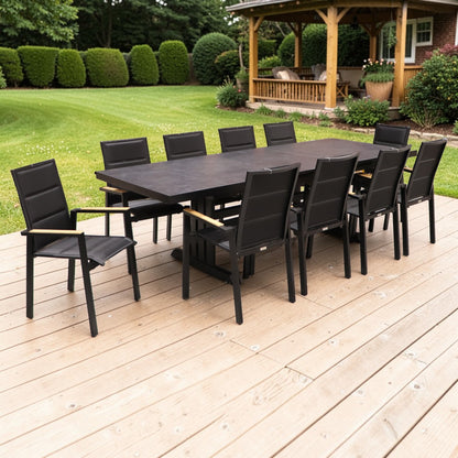 Exterior Elements IIILeg Expandable Sinter Stone Table with Kingston Chair Dining Set
