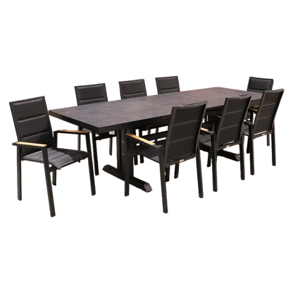 Exterior Elements IIILeg Expandable Sinter Stone Table with Kingston Chair Dining Set