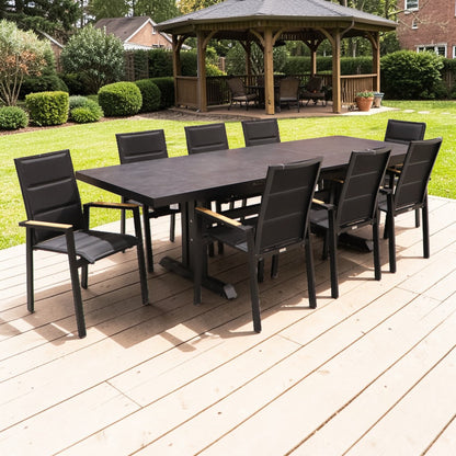 Exterior Elements IIILeg Expandable Sinter Stone Table with Kingston Chair Dining Set