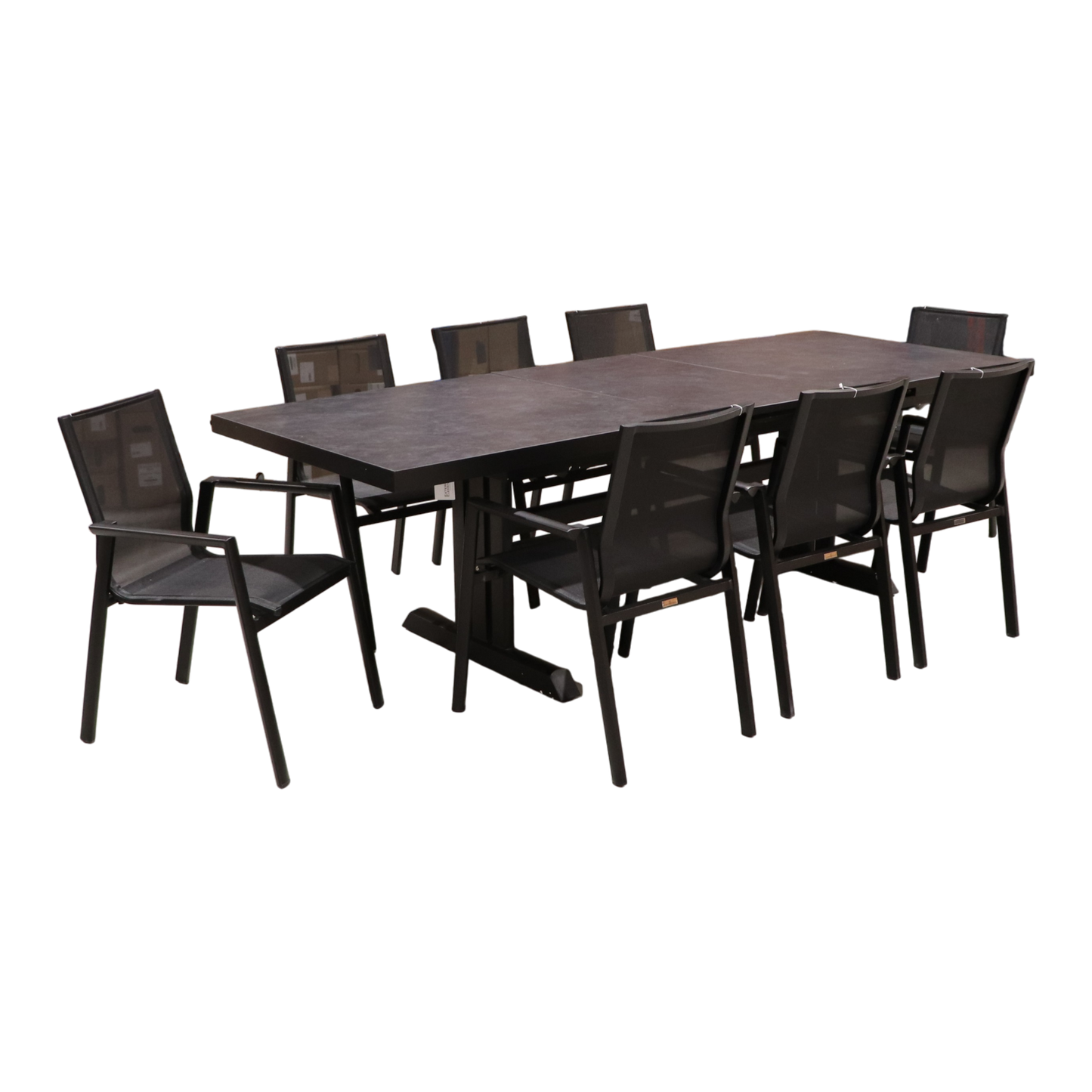 Exterior Elements IIILeg Expandable Sinter Stone Table with Ron Chair Dining Set