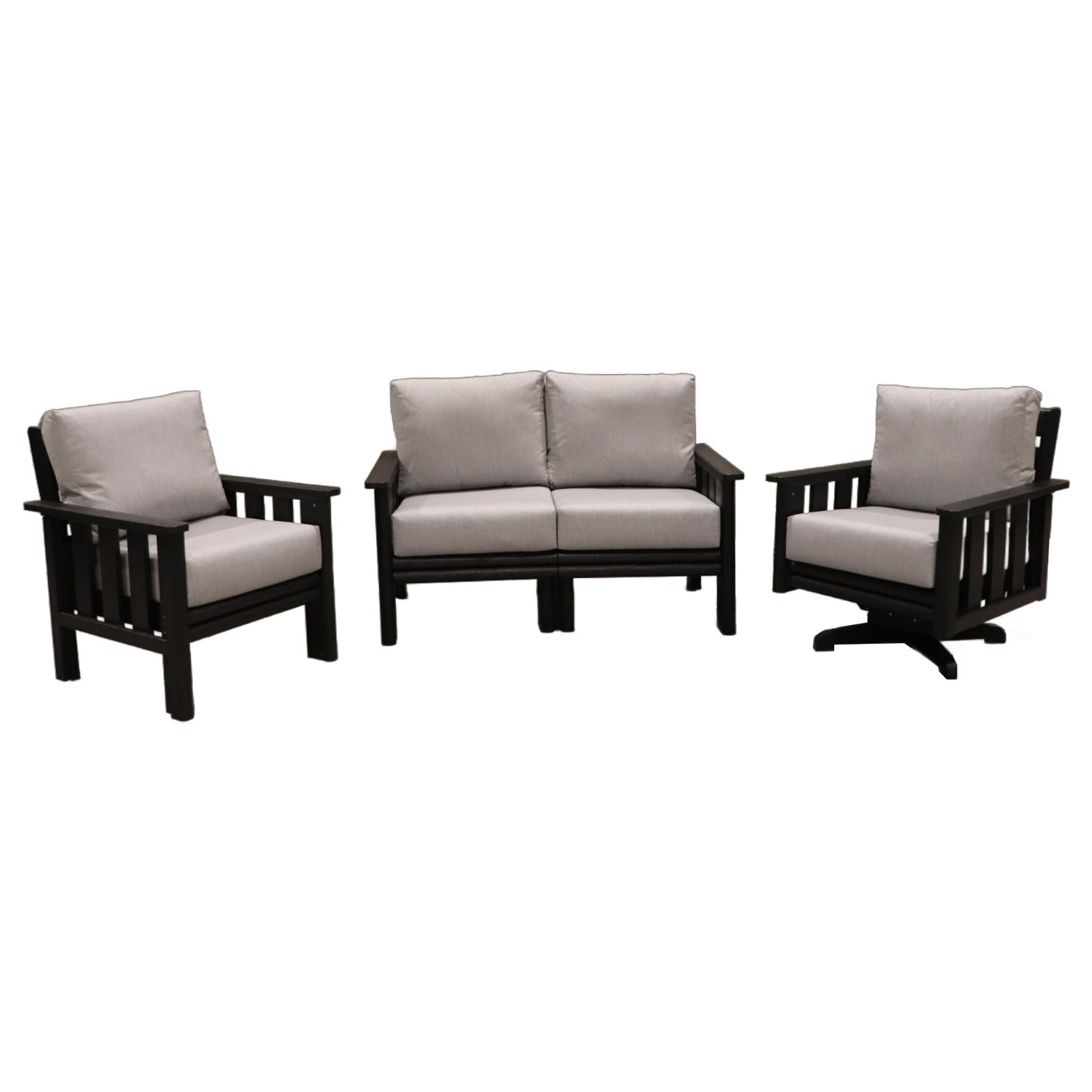 CR Plastics Stratford Loveseat with Chair and Swivel Set