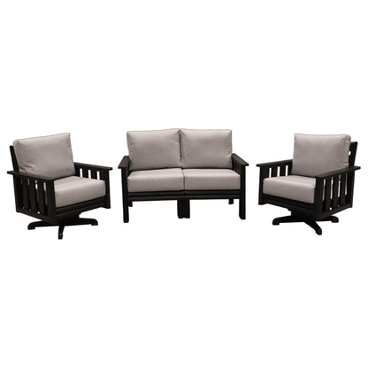 CR Plastics Stratford Loveseat with Swivel Chairs Set