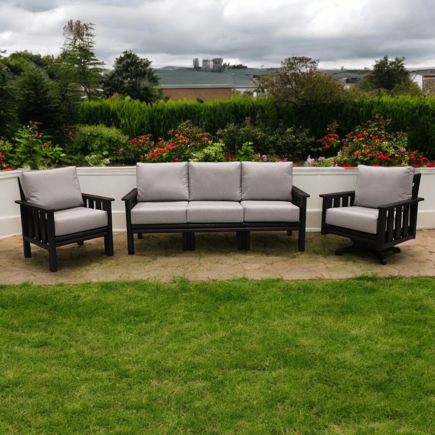 CR Plastics Stratford Sofa with Chair and Swivel Chair Set