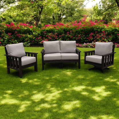 CR Plastics Stratford Loveseat with Chair and Swivel Set