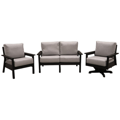 CR Plastics Tofino Loveseat with Chair and Swivel Set