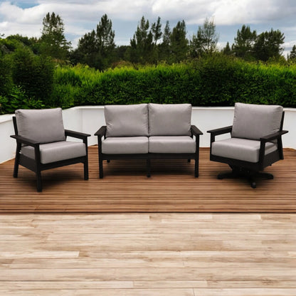 CR Plastics Tofino Loveseat with Chair and Swivel Set