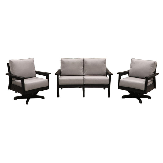 CR Plastics Tofino Loveseat with Swivel Chairs Set