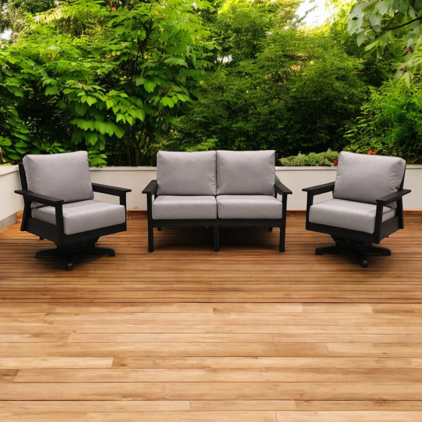 CR Plastics Tofino Loveseat with Swivel Chairs Set