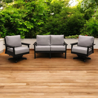 CR Plastics Tofino Loveseat with Swivel Chairs Set