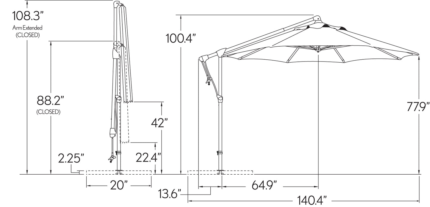 Treasure Garden AG19 10' Cantilever Umbrella